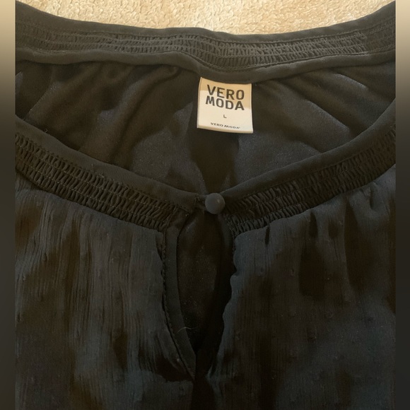 Vero moda long black polka dot top size L - Picture 2 of 4